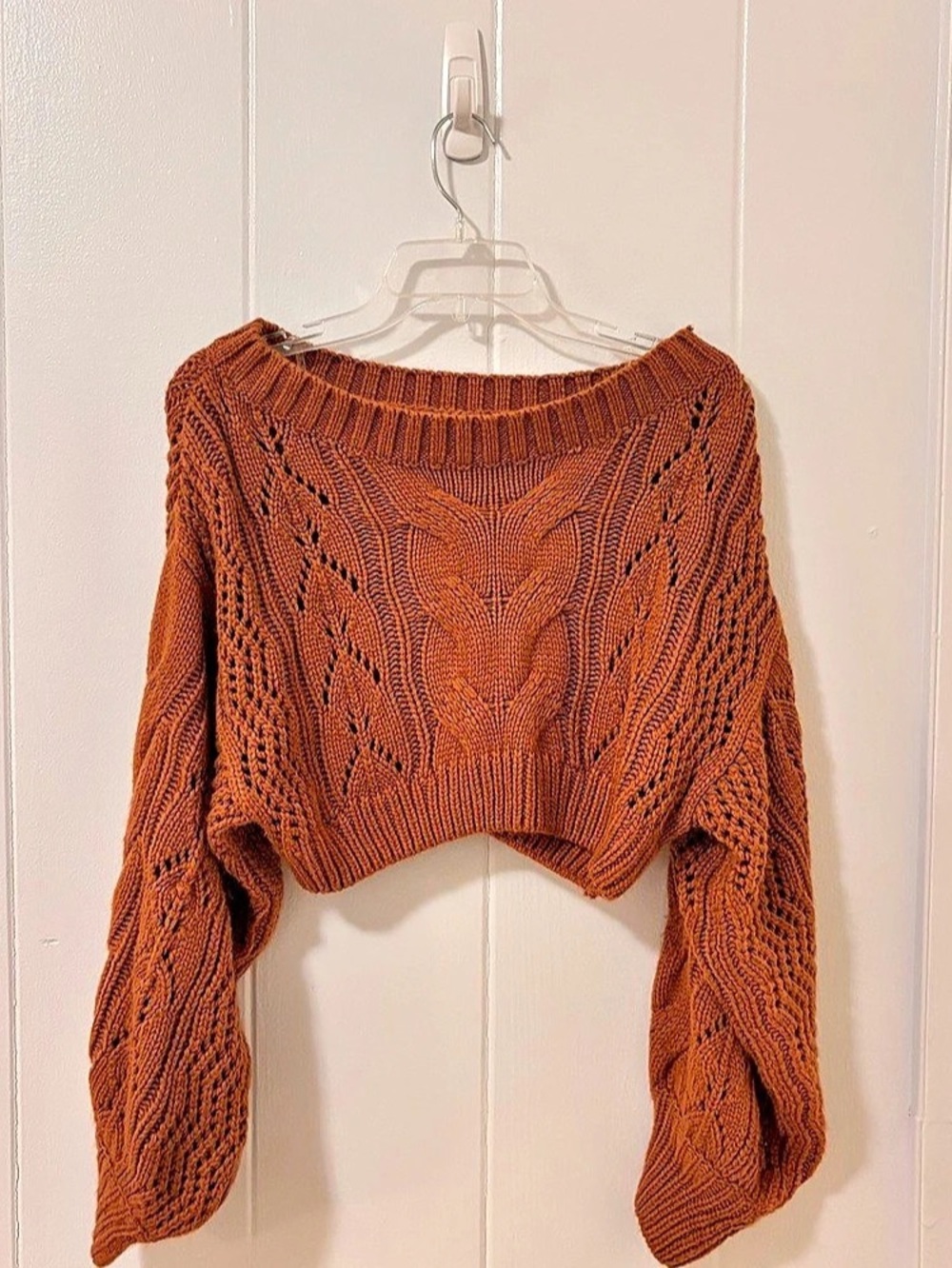 Blush & Day Cropped Cable Knit in Brown Size S/M Like New